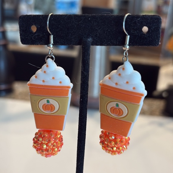 Handmade Pumpkin Spice Latte Earrings - Picture 14 of 14